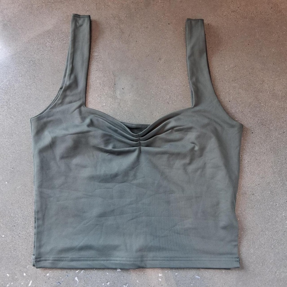 Womens olive/sage green tank top slits on both sides Size M